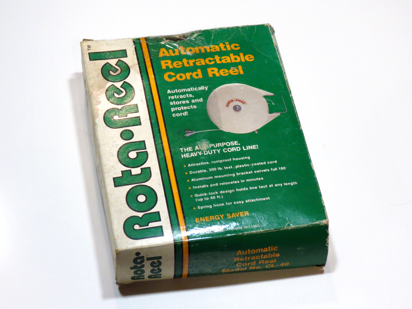 Rota Reel Vintage Retracting Clothesline Reel 40 Feet Original Box With Hardware