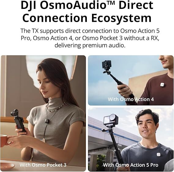 DJI Mic Mini,Ultralight Wireless Lavalier Microphone System Camera iPhone TX+RX