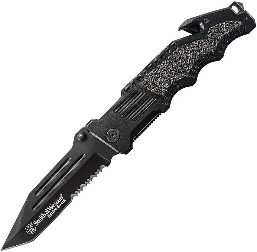 Smith & Wesson Border Guard Linerlock Aluminum Folding Serrated Knife