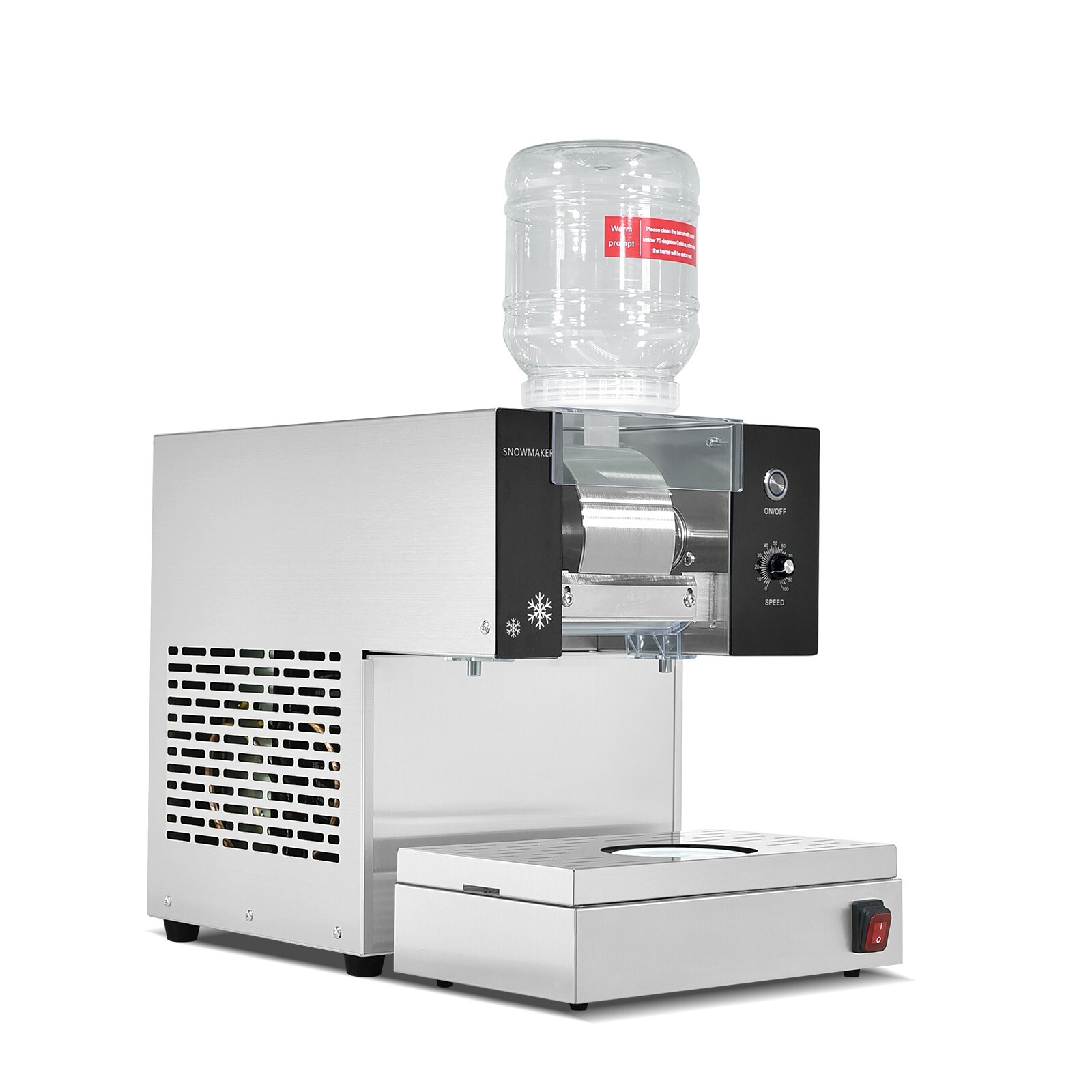 USA Automatic Snowflake Ice Machine Shaved Ice 275lbs/Day with Rotatable Base