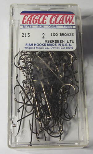 100 Eagle Claw Aberdeen Hooks 213 #2 popular for creating snell and harness rigs