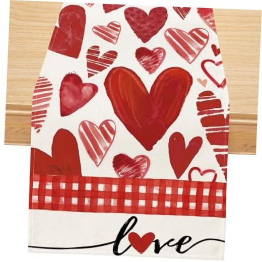 Valentines Day Table Runner, Sweet Heart Valentines Day Decorations Red