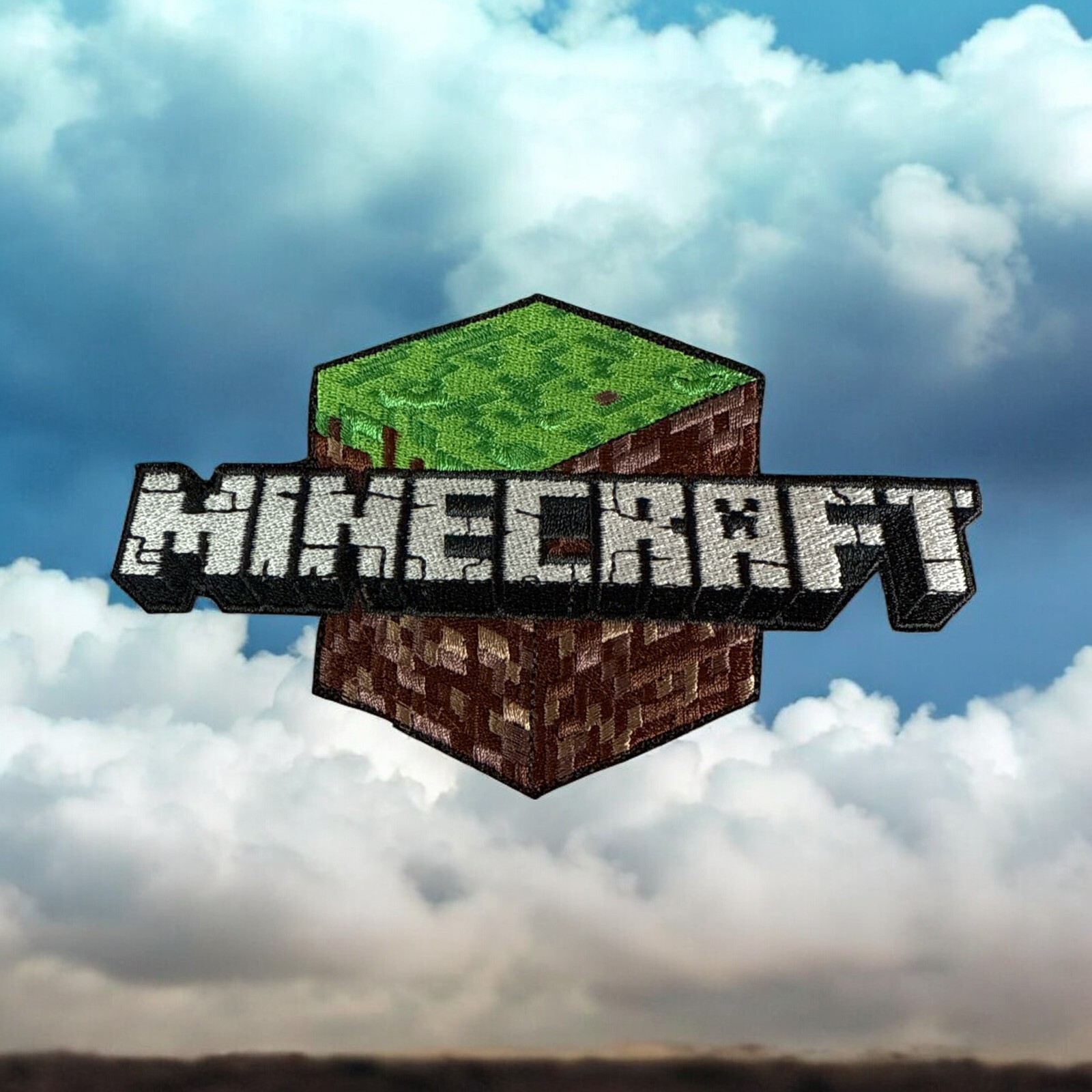 Minecraft Cube Embrodery Patch 6" X 3.34"