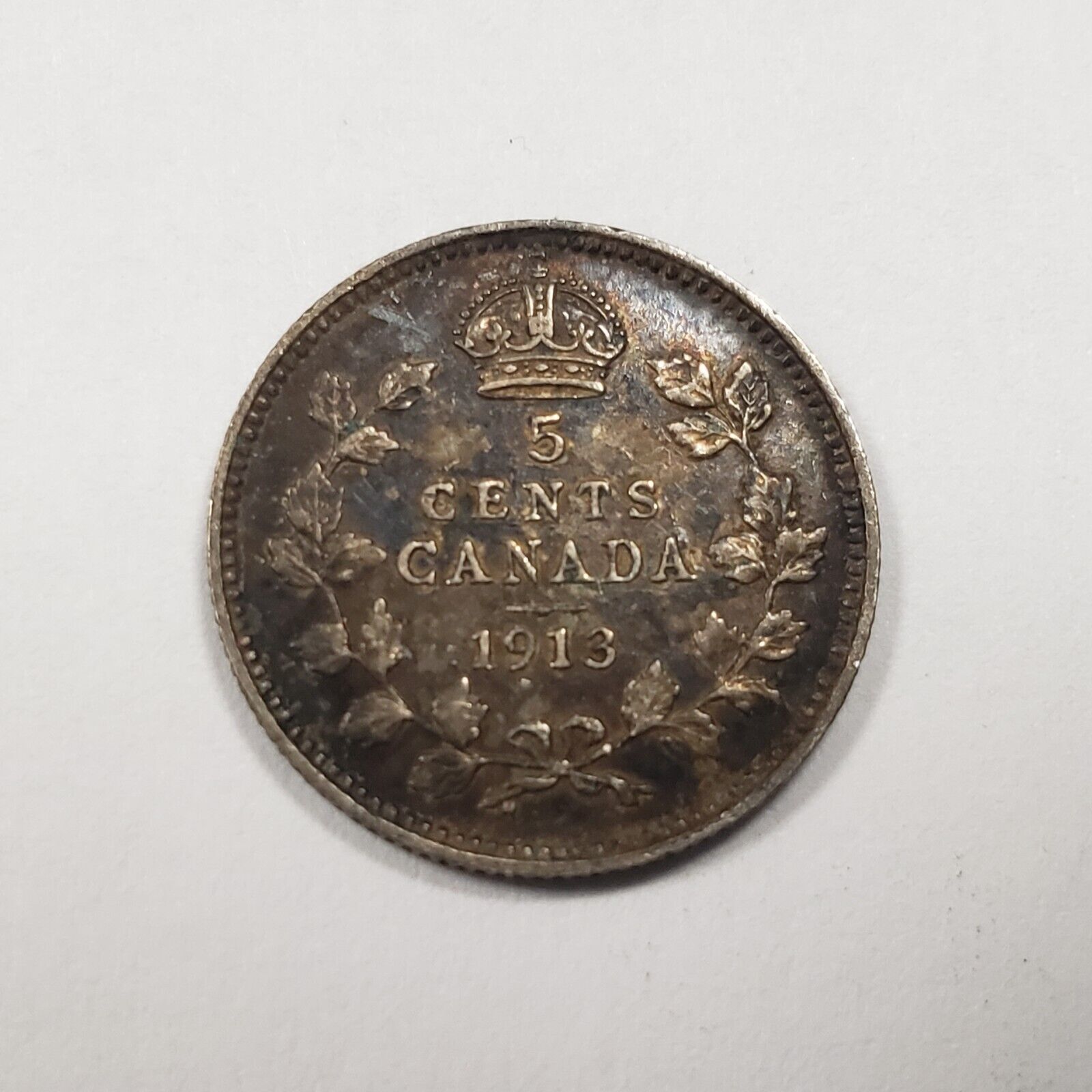 1913 5c Canada Five Cents Silver .0346 oz ASW - SKU-F7886