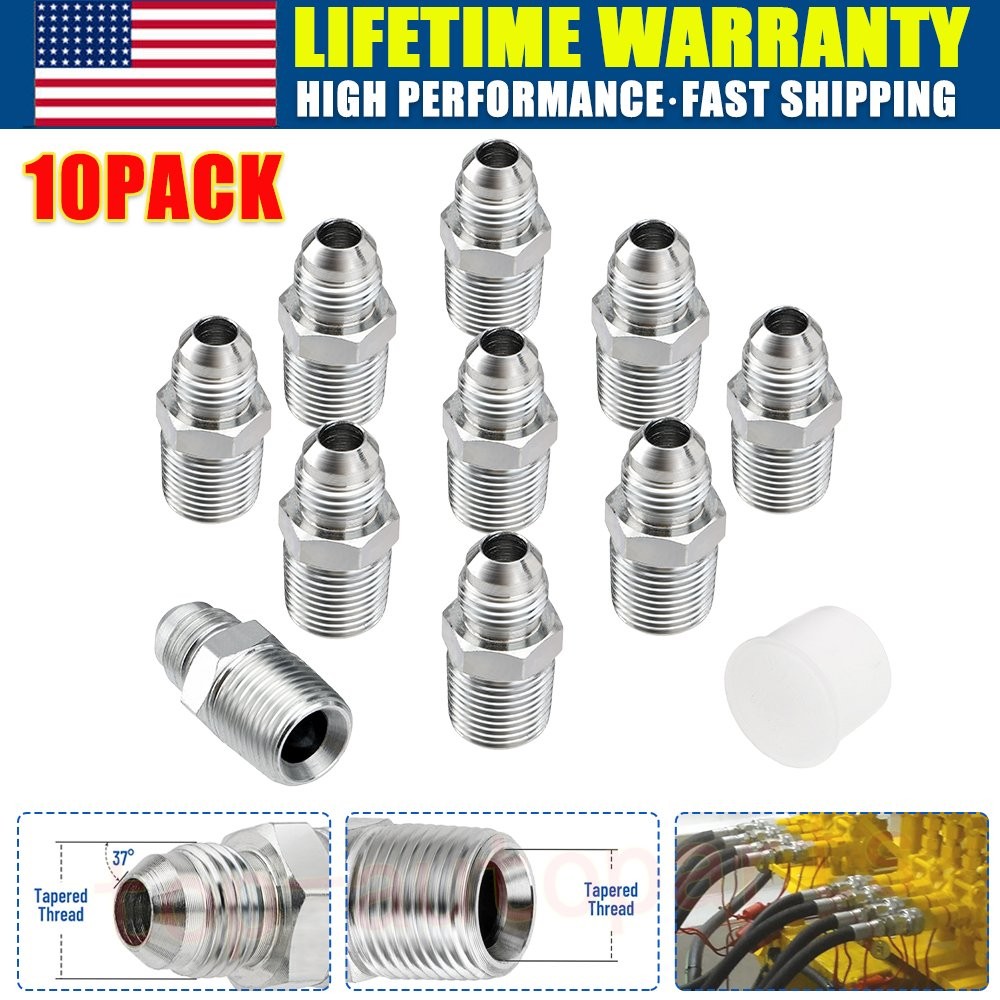 10 Pack New Hydraulic Hose Adapter Fittings:: 3/8" JIC 37° Male x 3/8" NPT Male