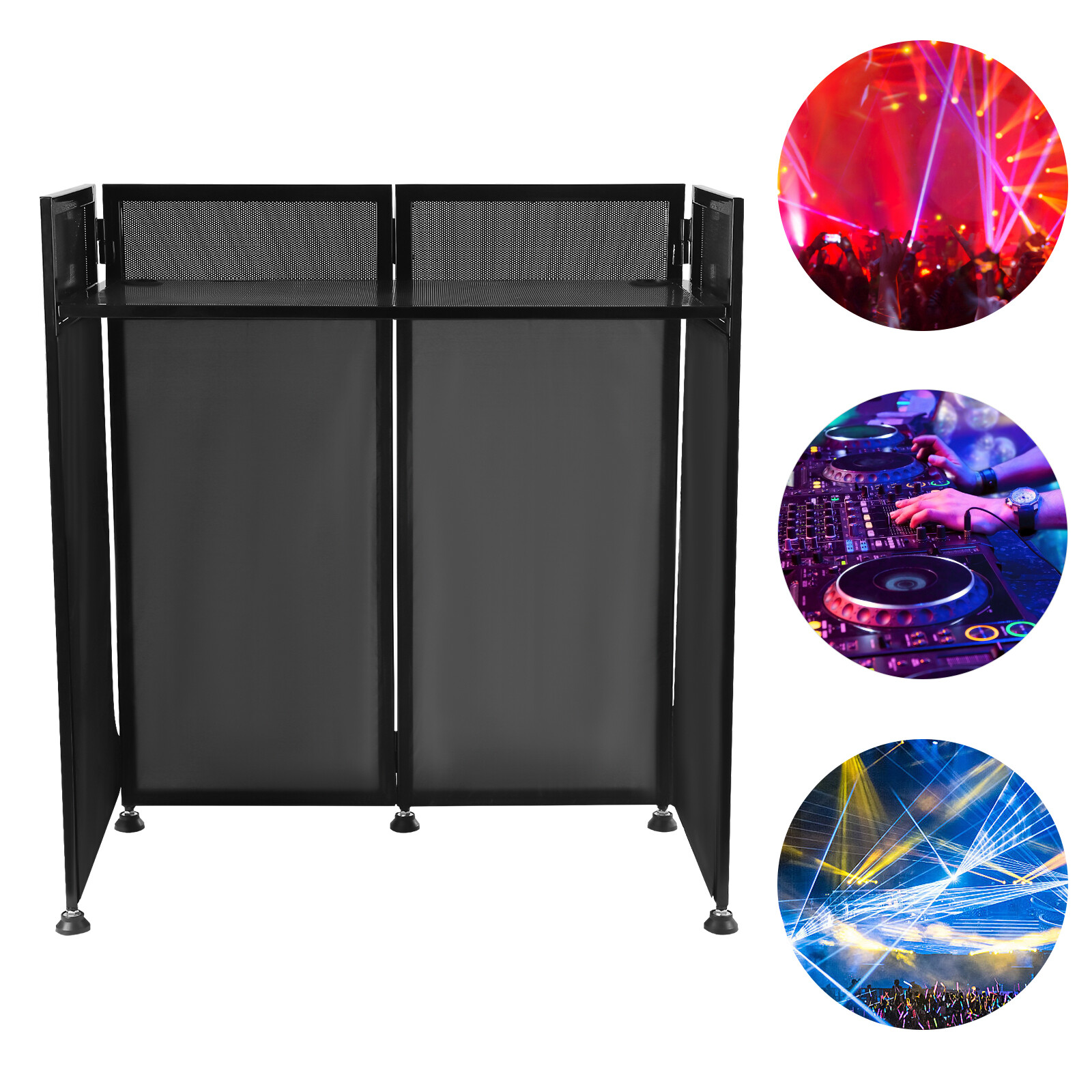 DJs Event Facade Black Scrim Metal Frame Booth + 20" x 40" Flat Table Top
