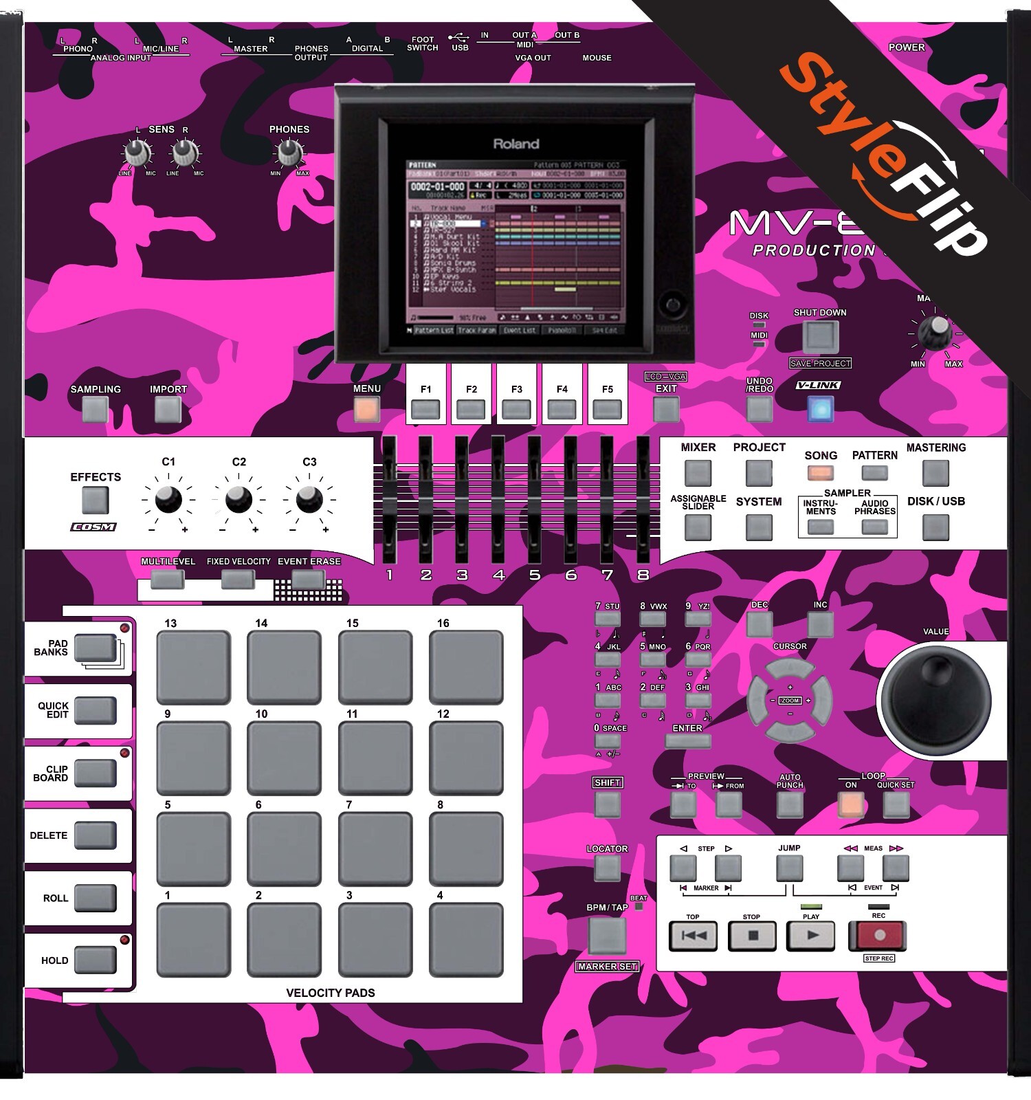 Roland MV 8800 Skins | Pink Camo | Protective Decal | StyleFlip Skins