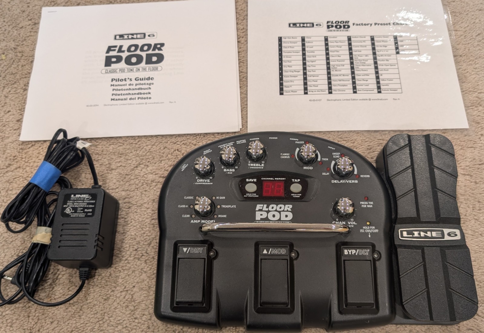 Line6 Floor Pod w/ power supply and manuals