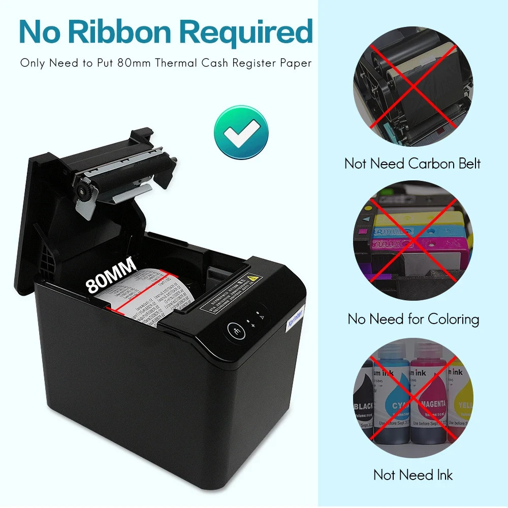 Xprinter XP-T80Q 80mm Thermal Receipt Printer Auto Cutter USB POS Printer