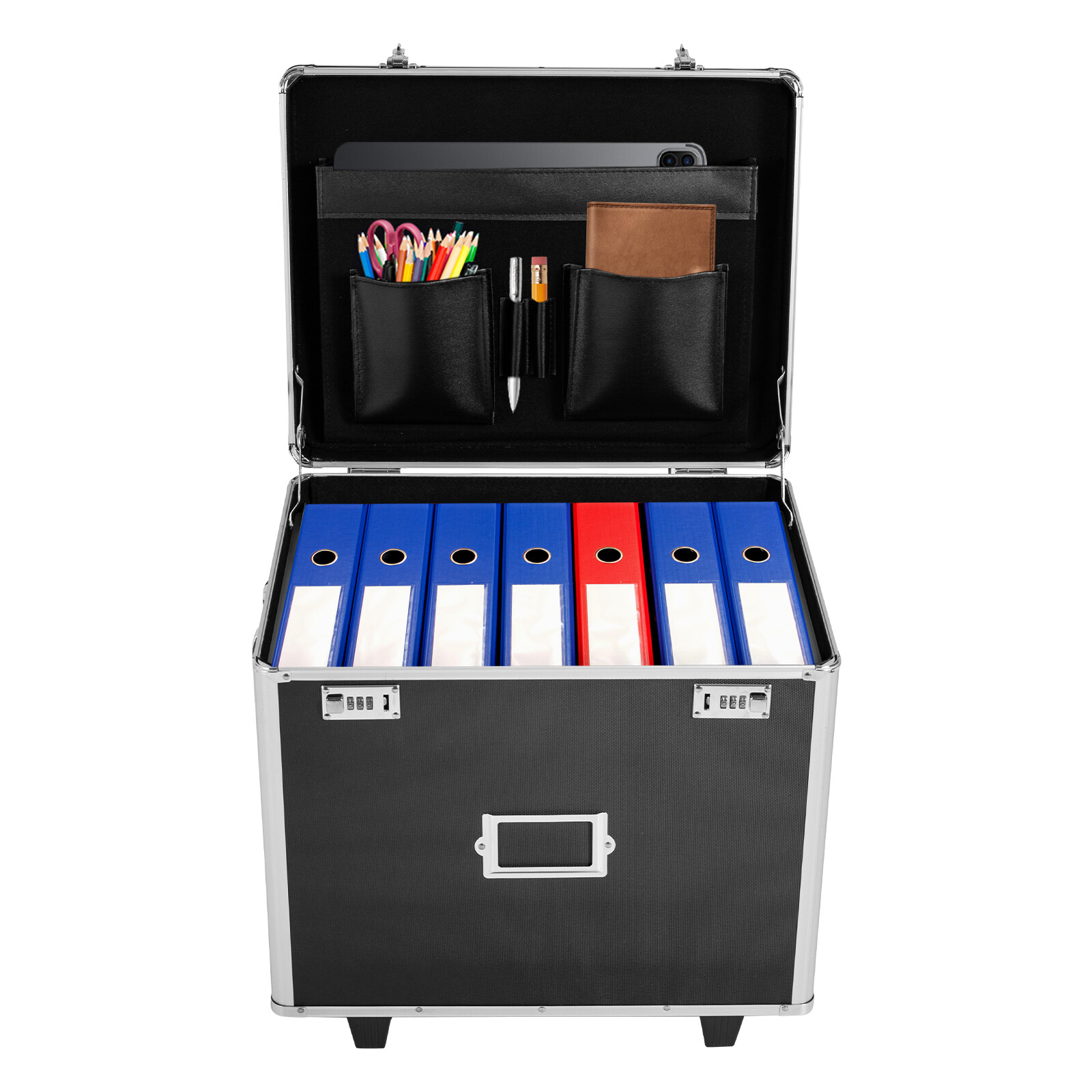 Aluminum Alloy File Lock Box Locking Mobile Business Case Hand pull File Case
