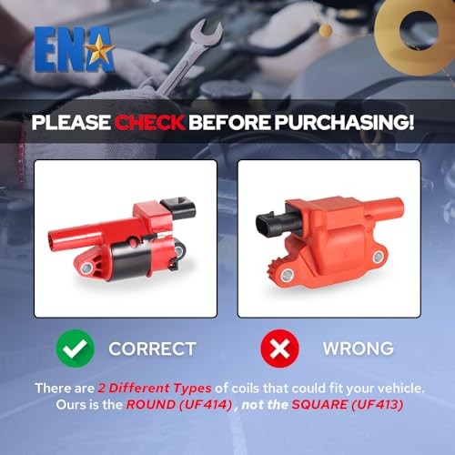 8 Ignition Coil with Spark Plug and Wire Set Compatible with Cadillac Red
