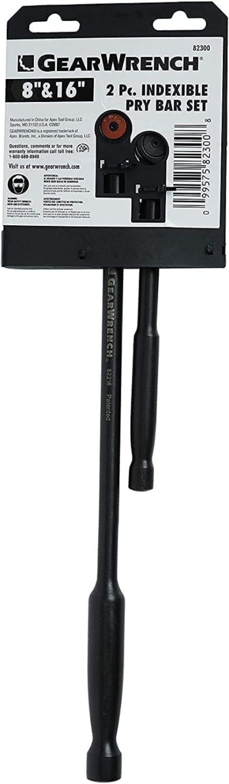 Versatile Indexing Pry Bar Set - 8" & 16" for Mechanics & Technicians