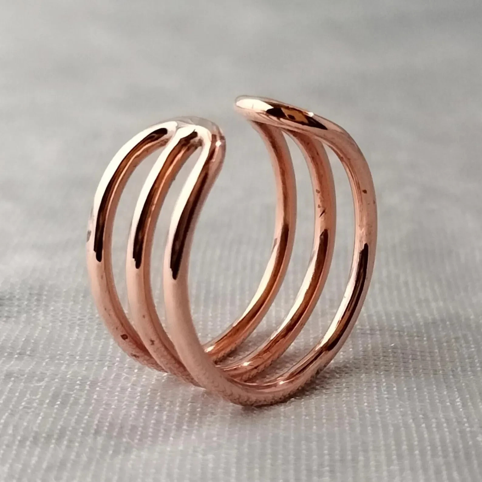 Solid Pure Copper Minimalist Healing Ring, Handmade, Unisex, Plain Band