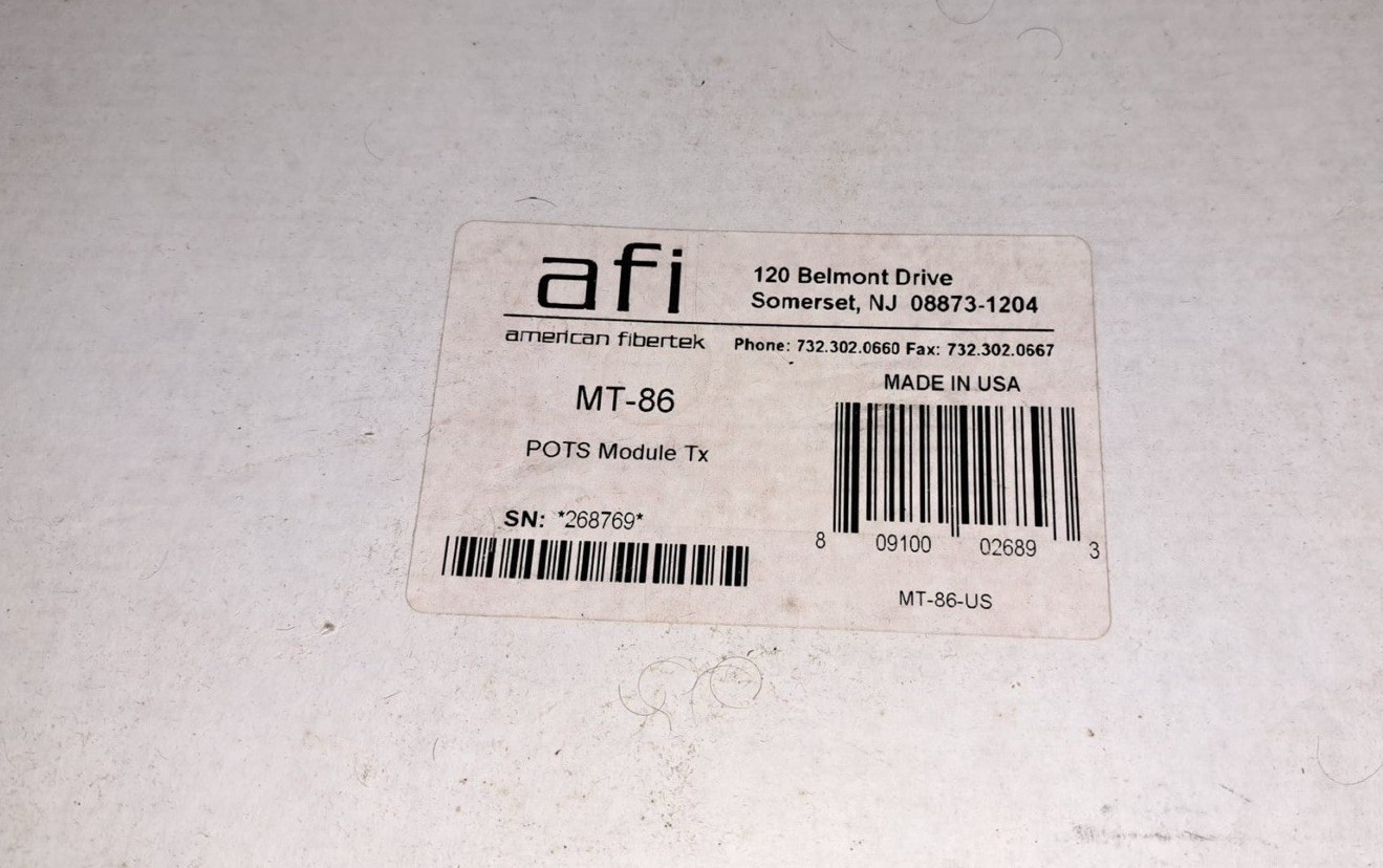 New OEM Genuine American Fibertek POTS Module Tx MT-86 MT86 Made in USA FastShip