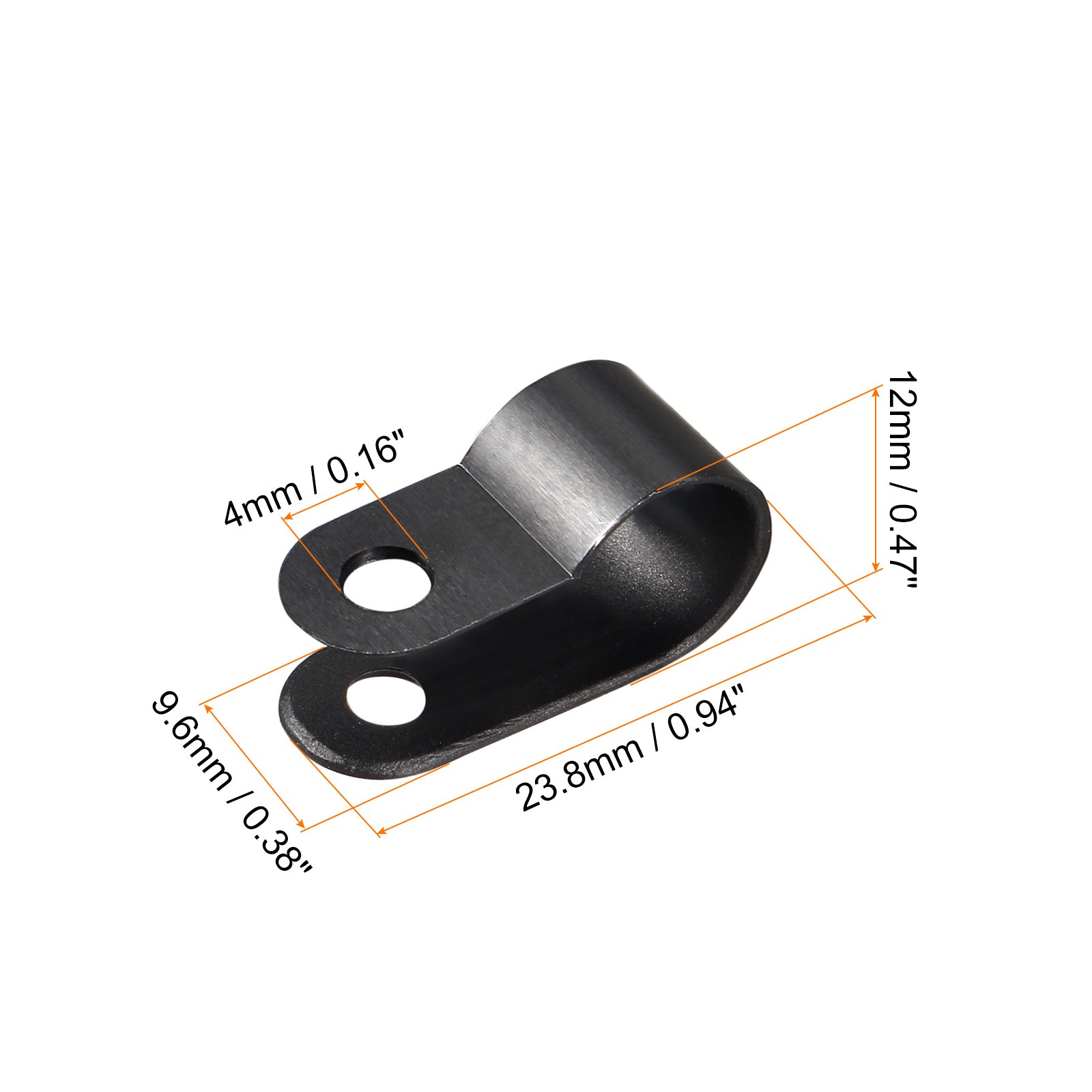 100Pcs R-type Cable Clips Wire Management Clamp Nylon 0.41 inch Black