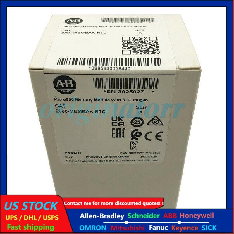 NEW Original Allen Bradley 2080-MEMBAK-RTC Memory Module With RTC Plug-In