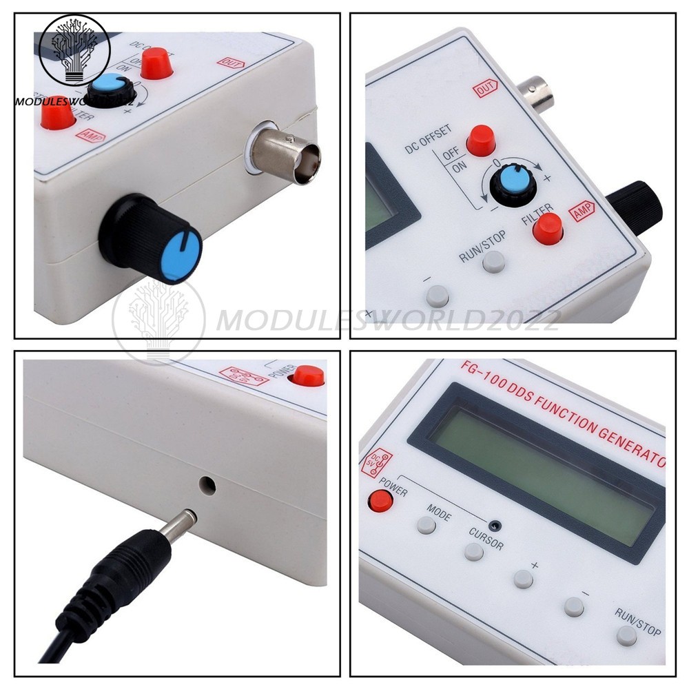 DDS Function Signal Generator Module 1HZ-500KHz Sine + Square Wave + Case FG-100