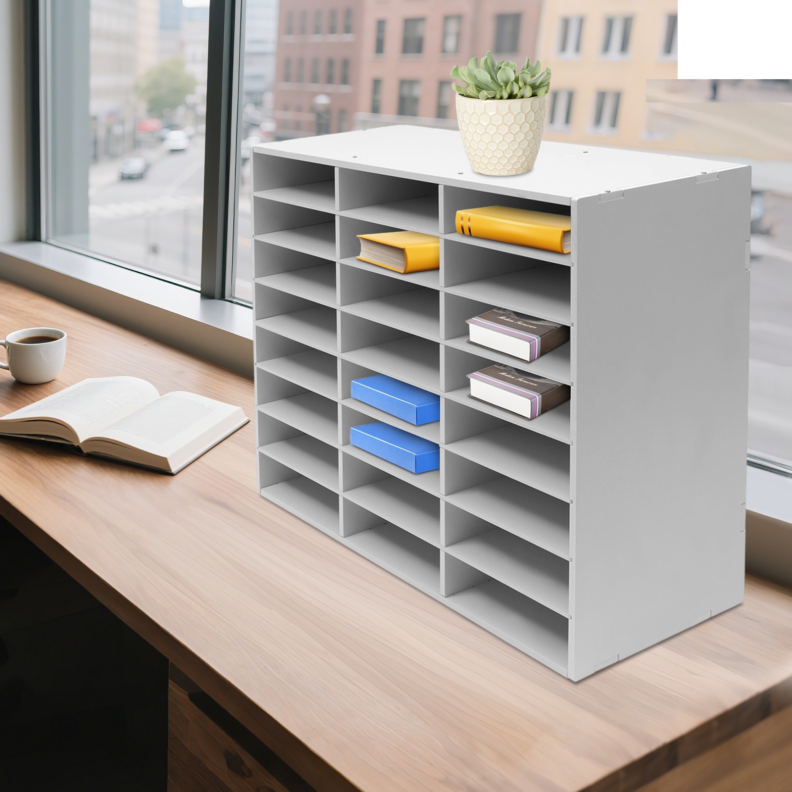 For Office Mail Sorter Organizer Wood Literature Organizer Desktop Bill Paper