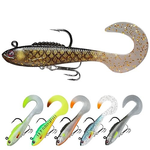 Pre-rigged Fishing Jig Lures for Freshwater and Saltwater, D1-3.3",0.5oz