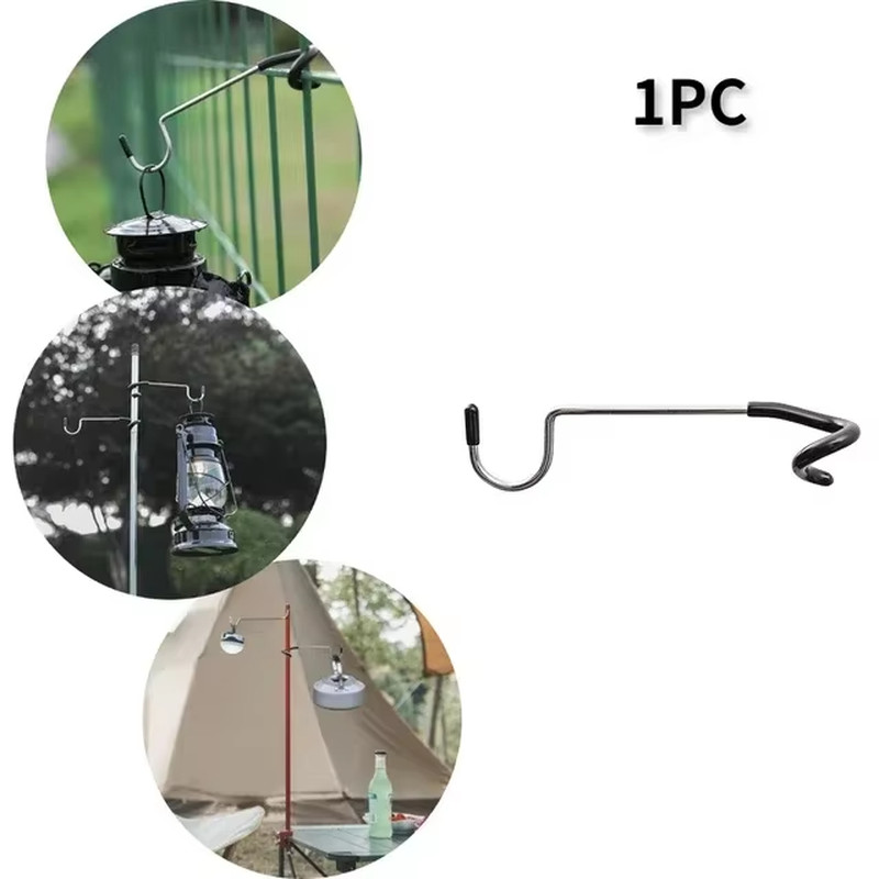 Camping Stainless Steel Lamp Holder Hook Portable Tent Pole Light Hanger Hunting