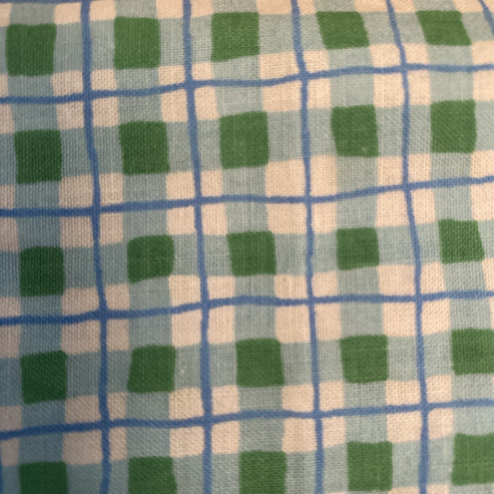 Green & Blue Plaid On White 3 Yards Cotton