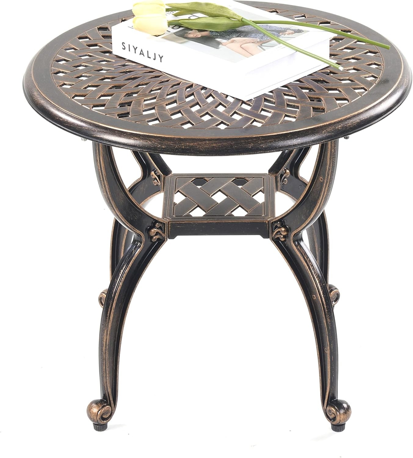 Outdoor Patio,Rust -Resistant Cast Aluminum Side Table,Weather