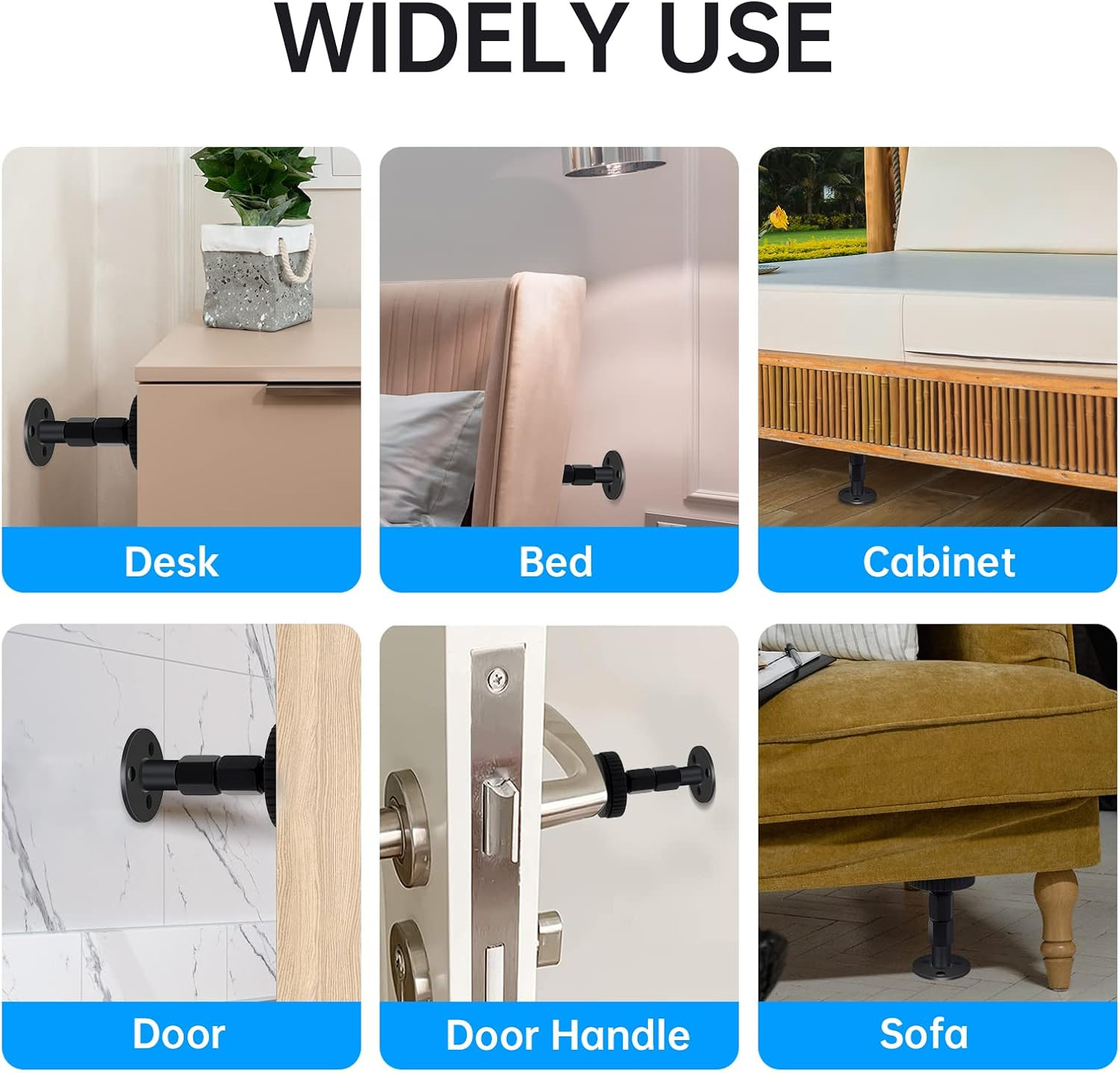 4Pcs Headboard Stoppers for Wall, Adjustable Headboard Stoppers, Bed Noise St...