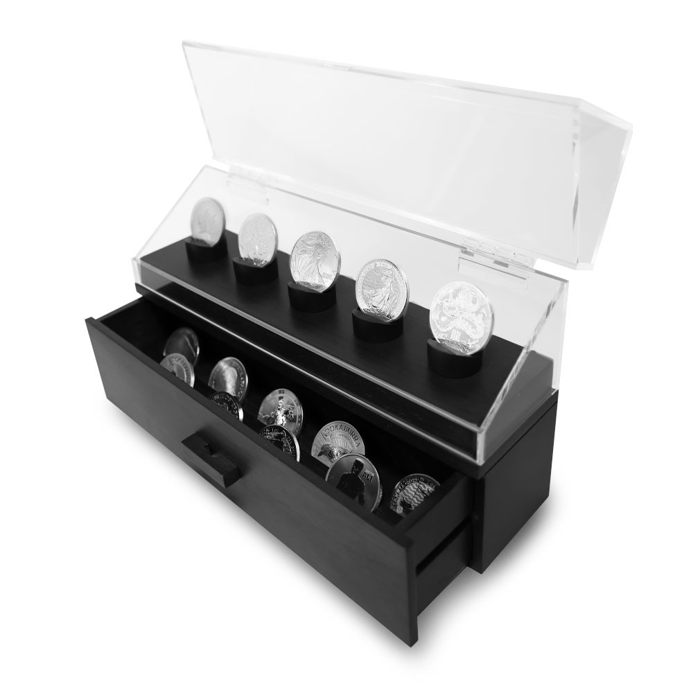 Black Coin Deck Display Case w/ Storage
