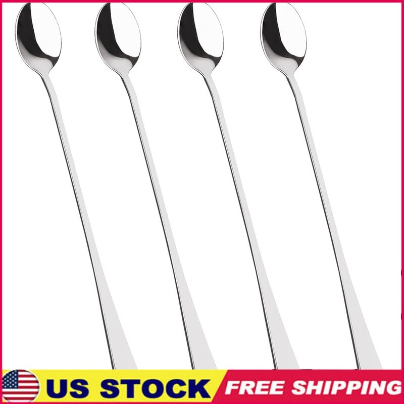 Stainless Steel Cocktail Spoons Set of 4 Coffee Ice Tea Stirrers 9 Inch New