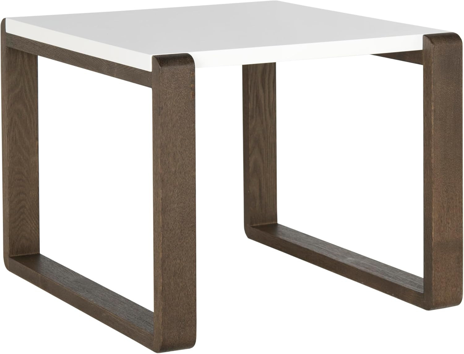 Safavieh Home Collection Bartholomew Mid-Century Modern White and Dark Brown End