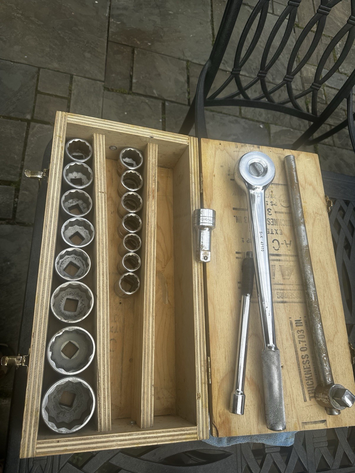 S K 3/4 Socket Set With Ratchet Plus 15 Asst Size Sockets With Case