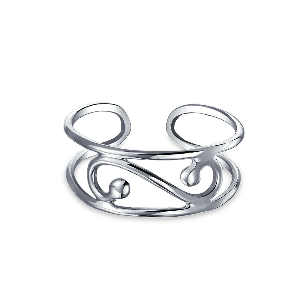 Swirl Cut Out Filigree Wide Toe/Midi 14K White Gold Plated