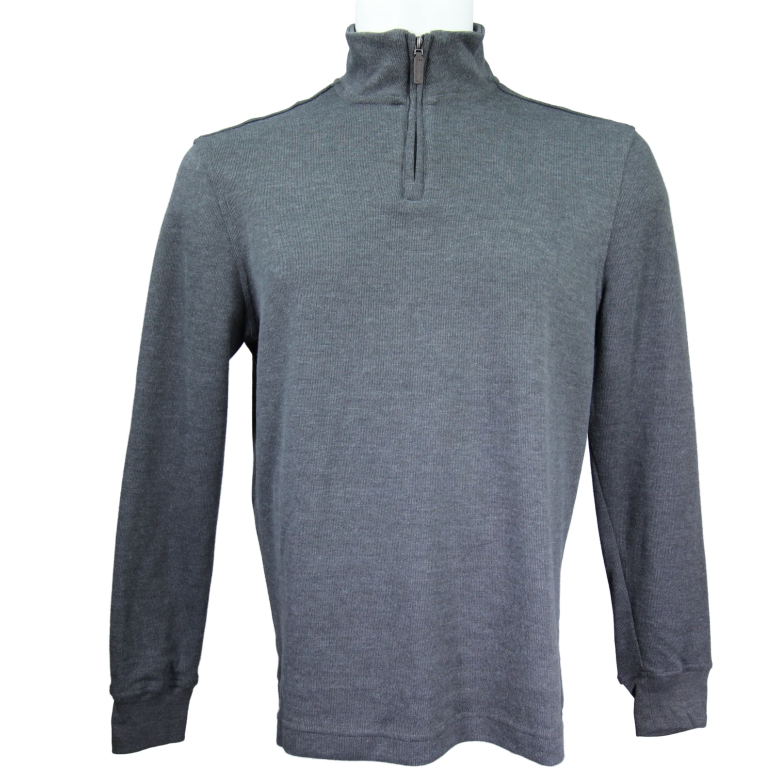 Men's Charcoal Gray Club Room French Rib Quarter Zip Sweater, Size Small