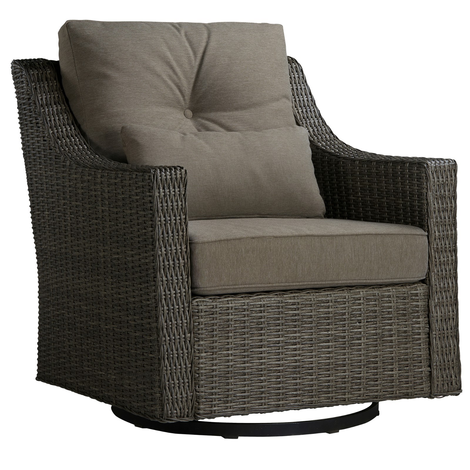 CHITA Patio Wicker Chair, 360° Swivel Outdoor Rattan Chair w/Thickened Cushions