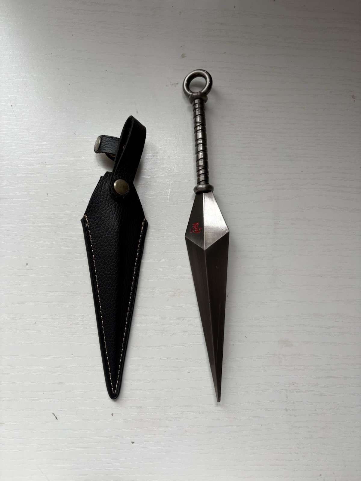 Silver Metal Throwing Knife Spear Point Full Tang with Sheath