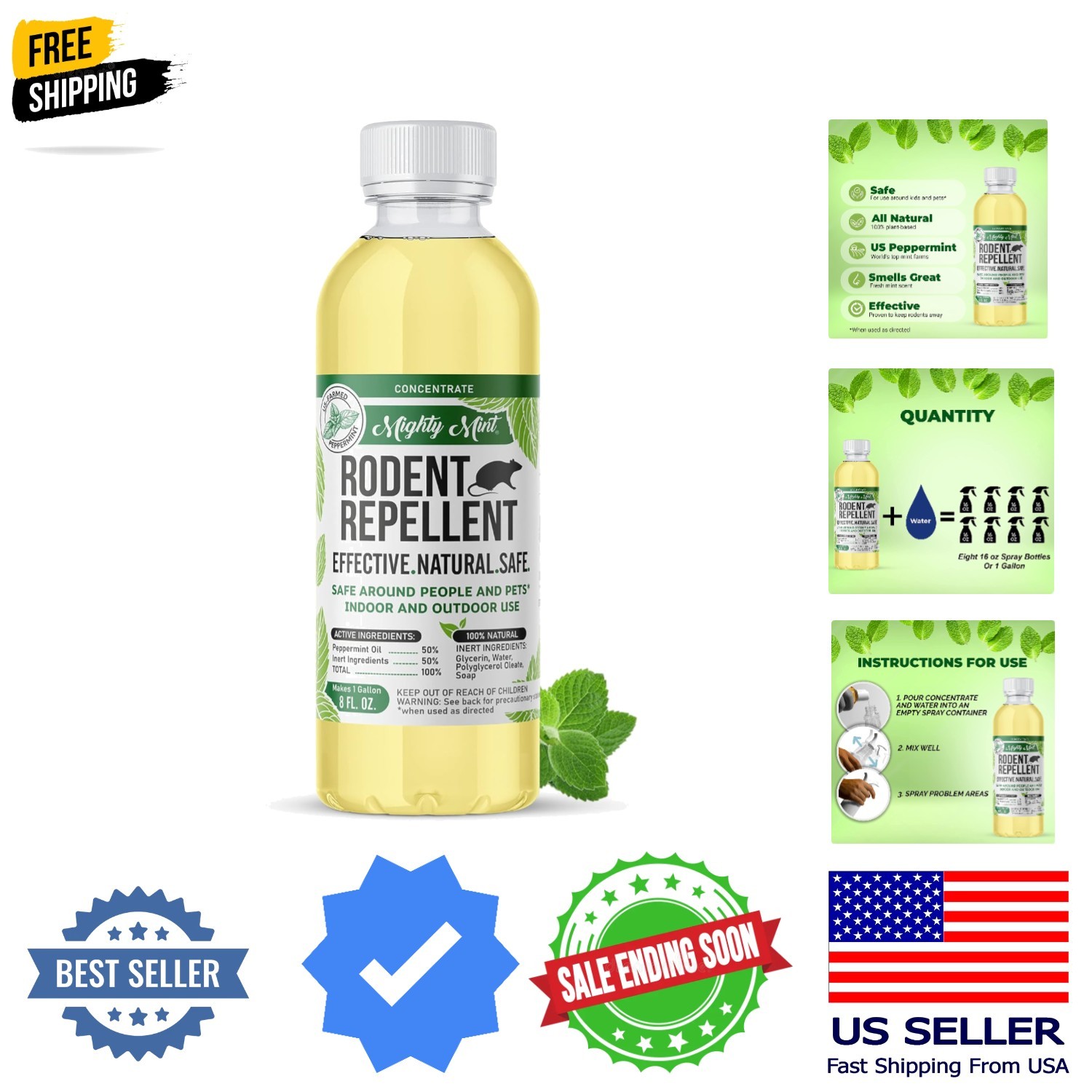 Peppermint Oil Rodent Repellent Concentrate – Natural Indoor & Outdoor Contro...