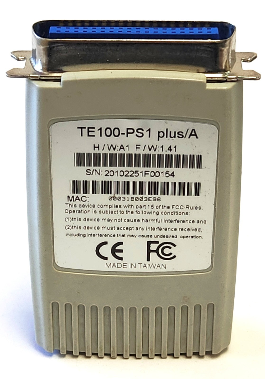 TRENDnet TE100-PS1PLUS: 10/100Mbps Multiprotocol Single-Parallel Port Print Serv