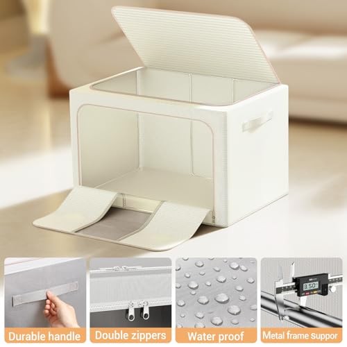 Foldable Clothes Storage Bins with Metal Frame - Foldable Clothes Organizers