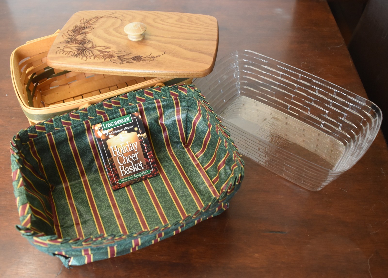 Longaberger Christmas Collection 1996 Holiday Cheer Protector Liner Engraved Lid