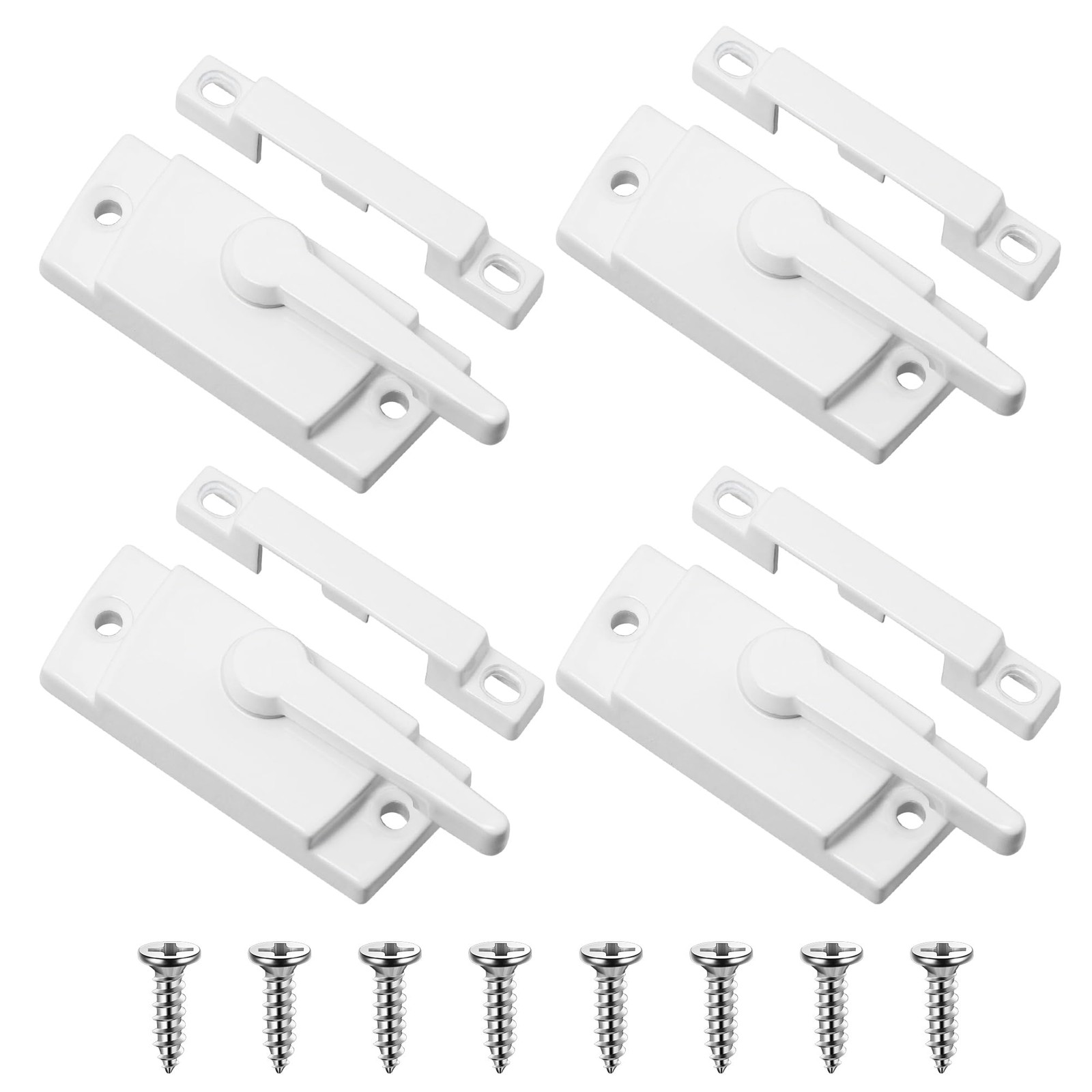 Sliding Window Sash Locks Durable White Cam Replacement Window Locks 4 PCS