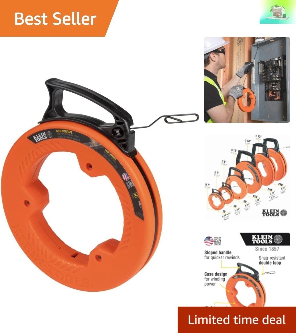 Optimize Your Installations with 50-Foot Steel Fish Tape, Made in USA Quality