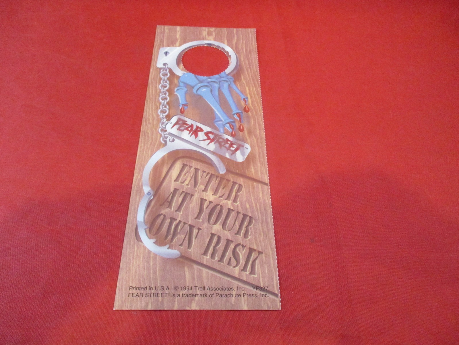 R.L. Stine's Fear Street Book Series Promo "Enter At Your Own Risk" Door Hanger