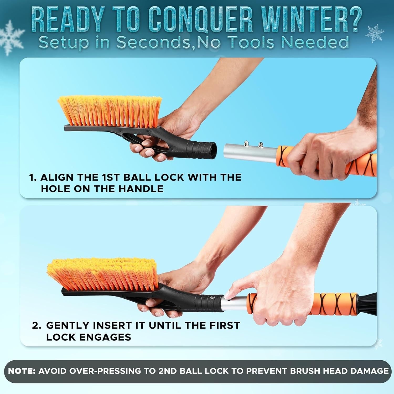 Compact 27" Detachable Snow Brush & Ice Scraper - Keep Your Car Winter Ready