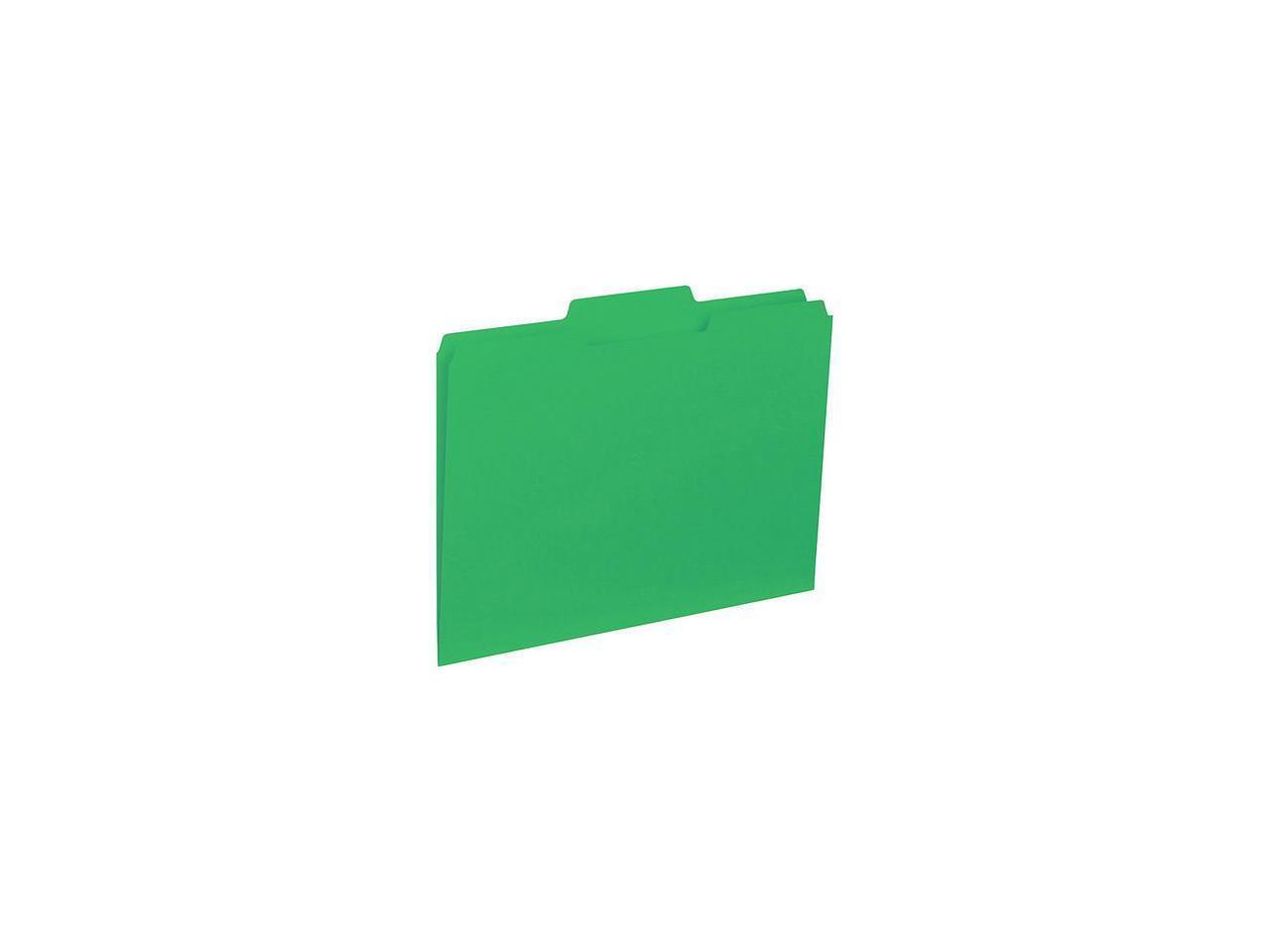 Business Source File Folder Interior Ltr 1/3" Cut 100/BX Green 43563