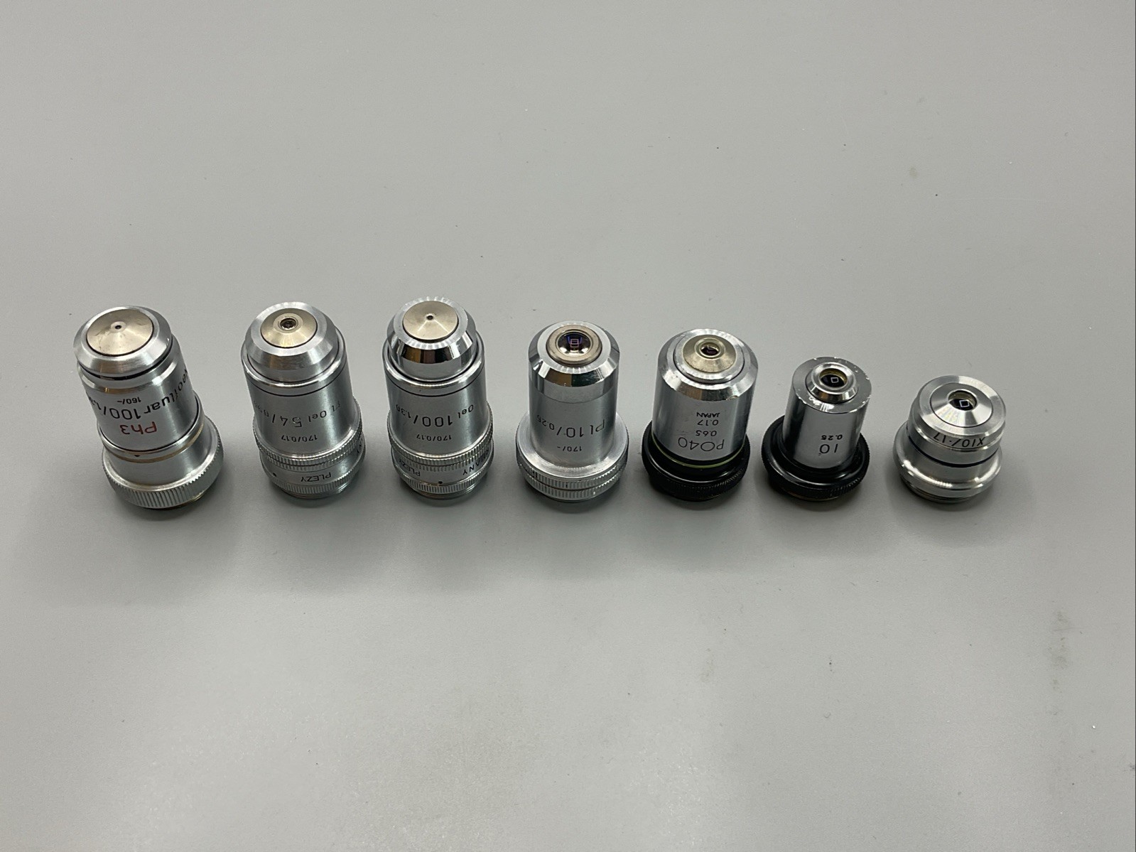 Lot Of 7 Microscope Objectives: Nikon Zeiss Leitz Olympus Beck