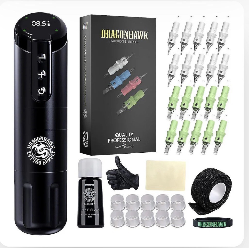Dragonhawk X2 Wireless Tattoo Pen Machine Kit 3.5mm Stroke. NIB READ DISCRIPTION