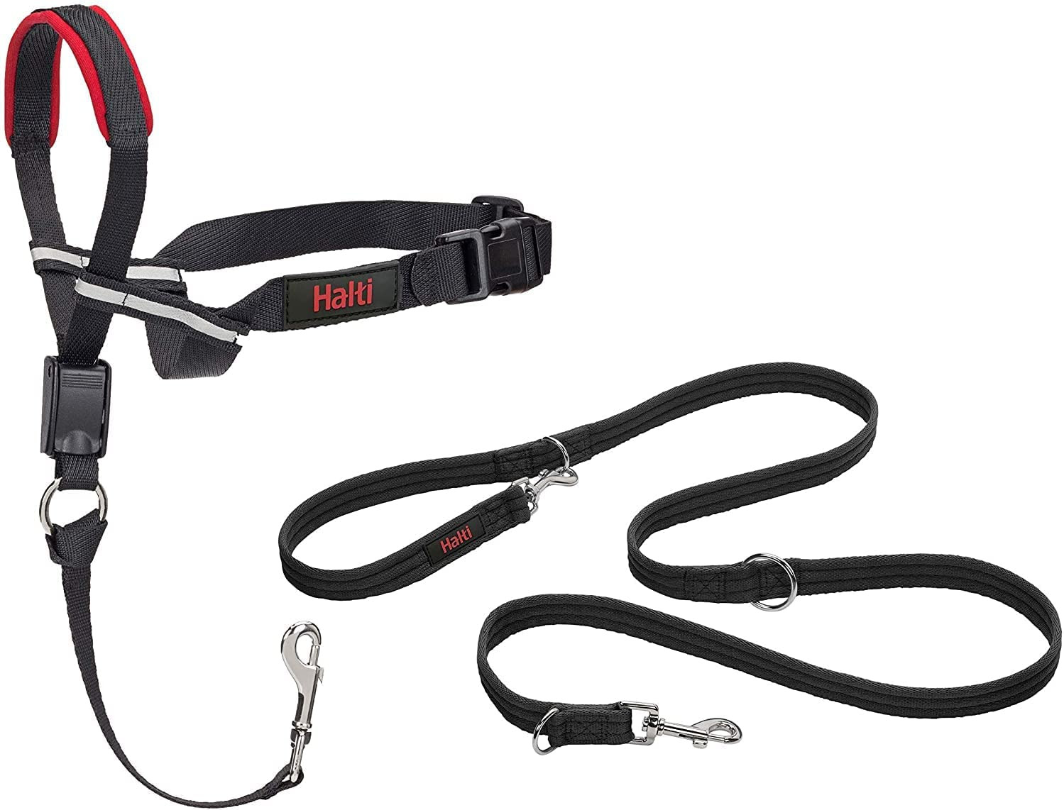 Halti Optifit Headcollar Size Medium & Training Leash Size Large, Black Combinat