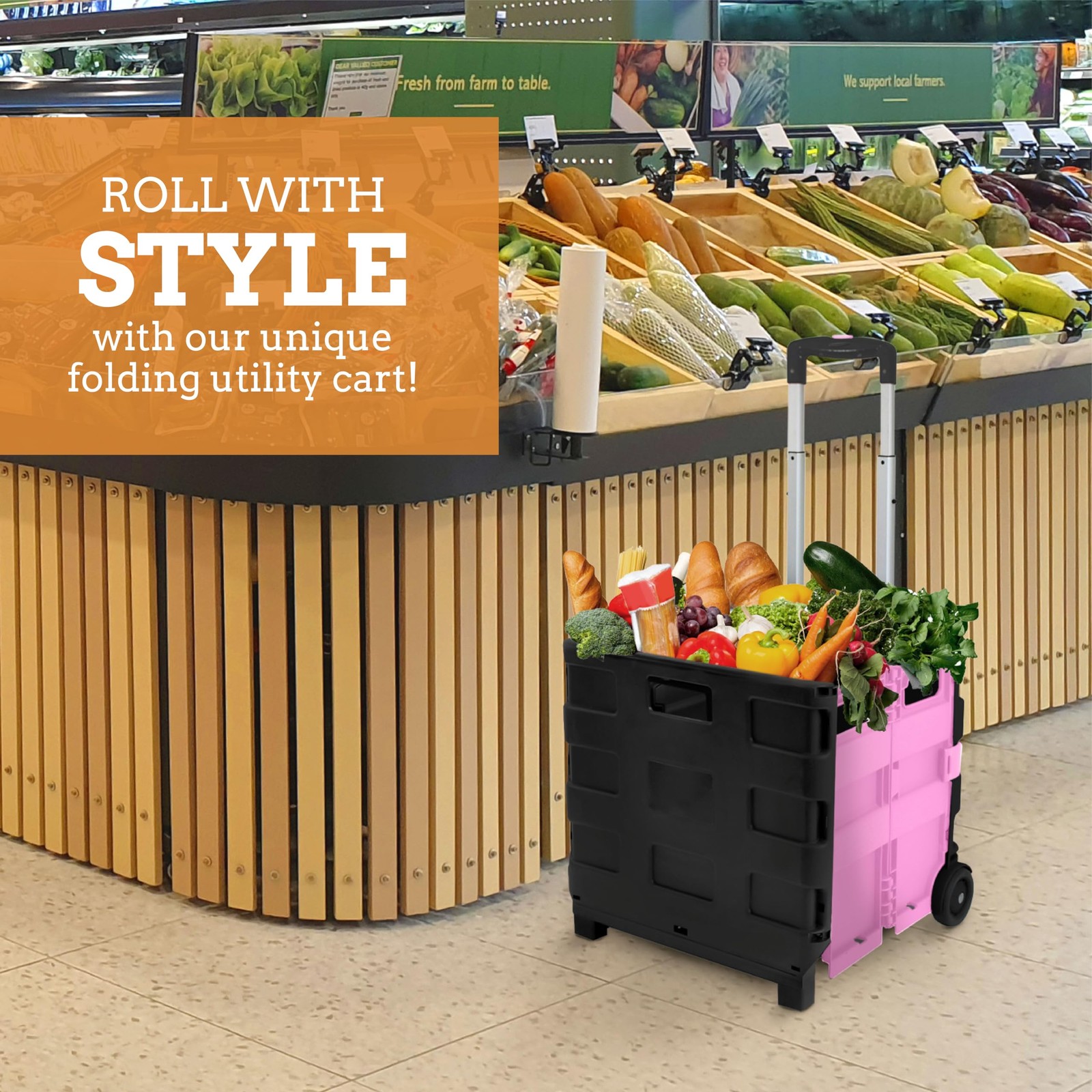 Ultra-Slim Rolling Collapsible Storage Pack-N-Roll Utility-carts with Telescopic