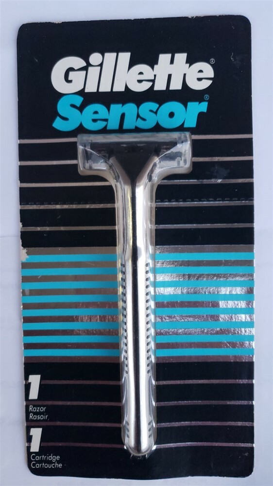 Original Gillette Sensor Razor Refill Cartridge Silver Metal Handle Made in USA