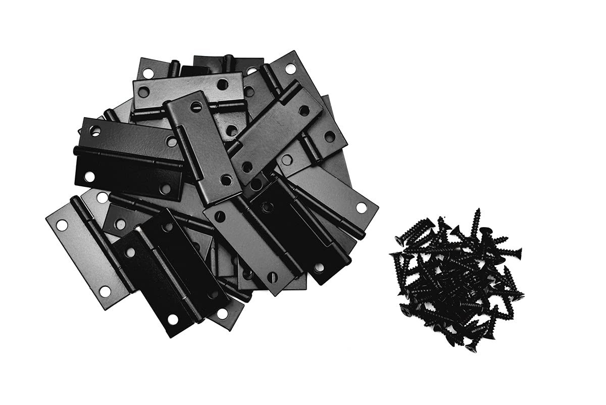 20Pcs 1.5 inch Metal Folding Black Door and Window Hinge with 80 Screws